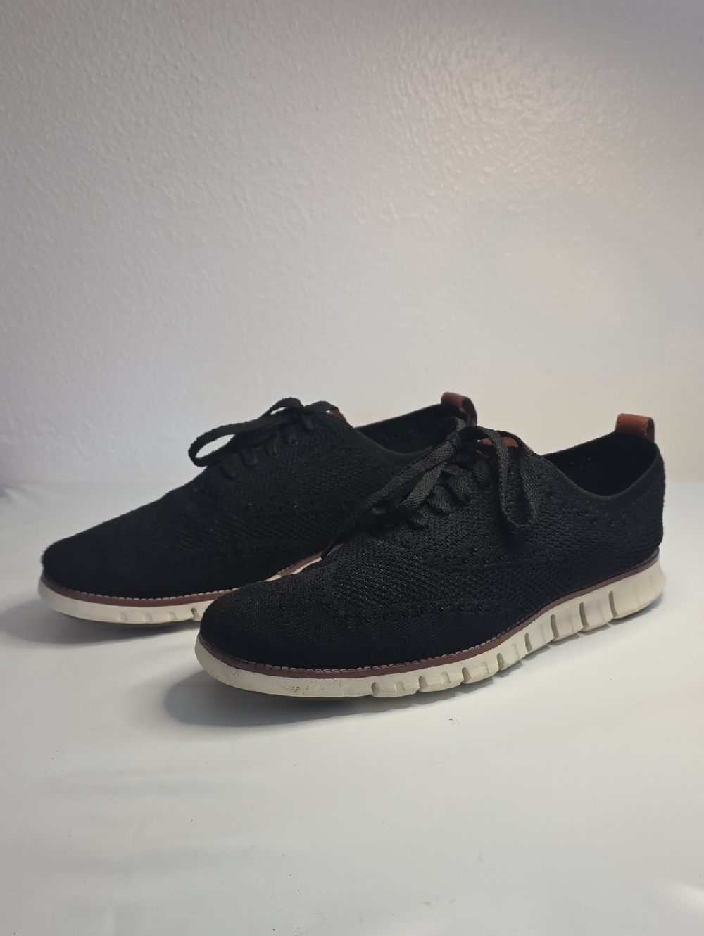 Cole Haan ZeroGrand Stitchlite Black Wing-tip Oxfords Modern Hybrid Mens 12